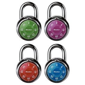 Pack of 4 Master Lock 1530DCM X-treme Combination Lock Assorted Colors 