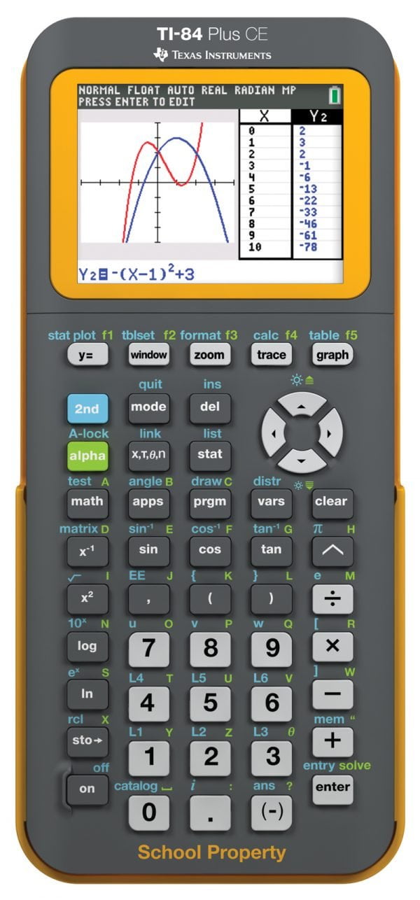 TI 84 Plus CE Python EZ Spot School Property Graphing Calculator
