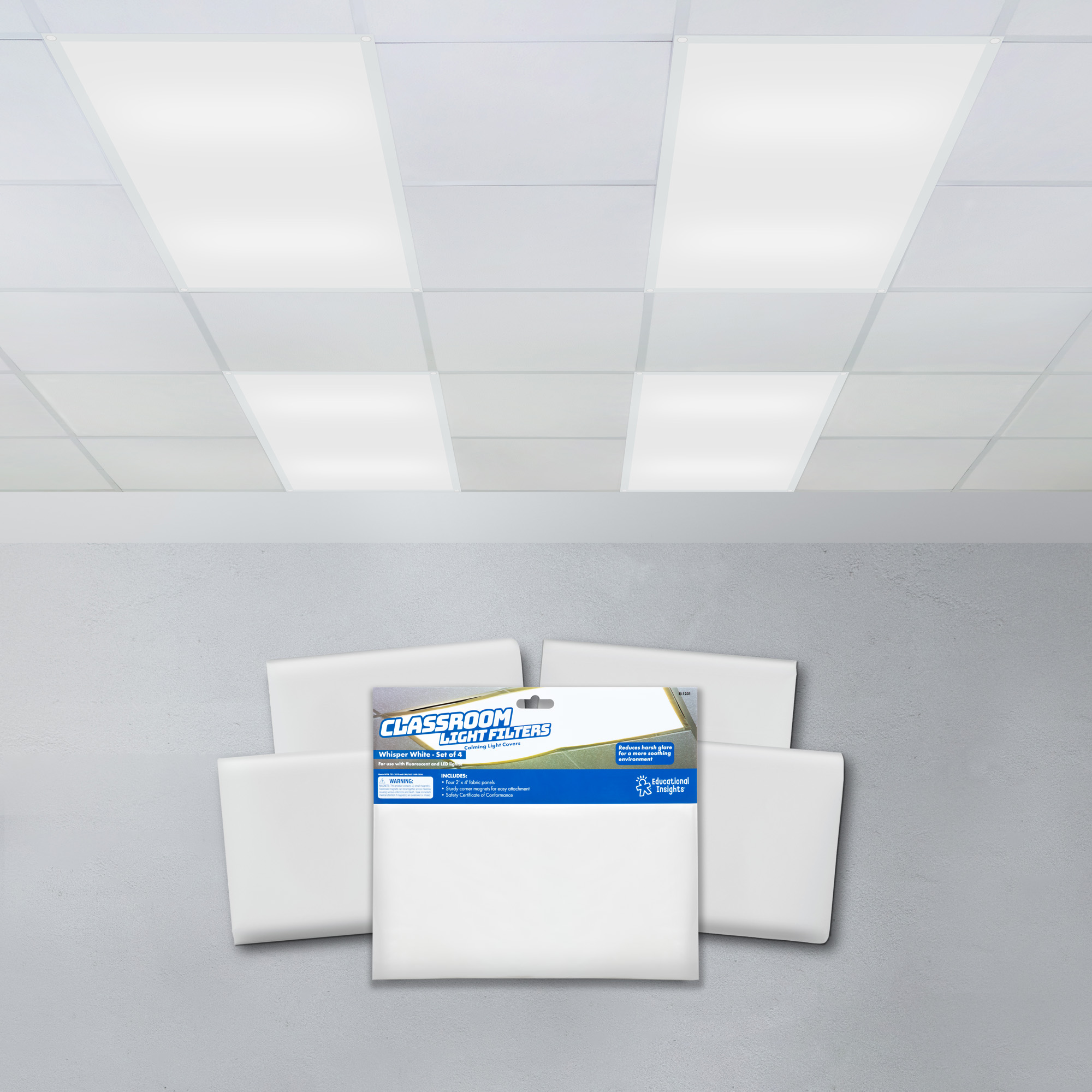 Classroom Light Filters (Whisper White), Set of 4